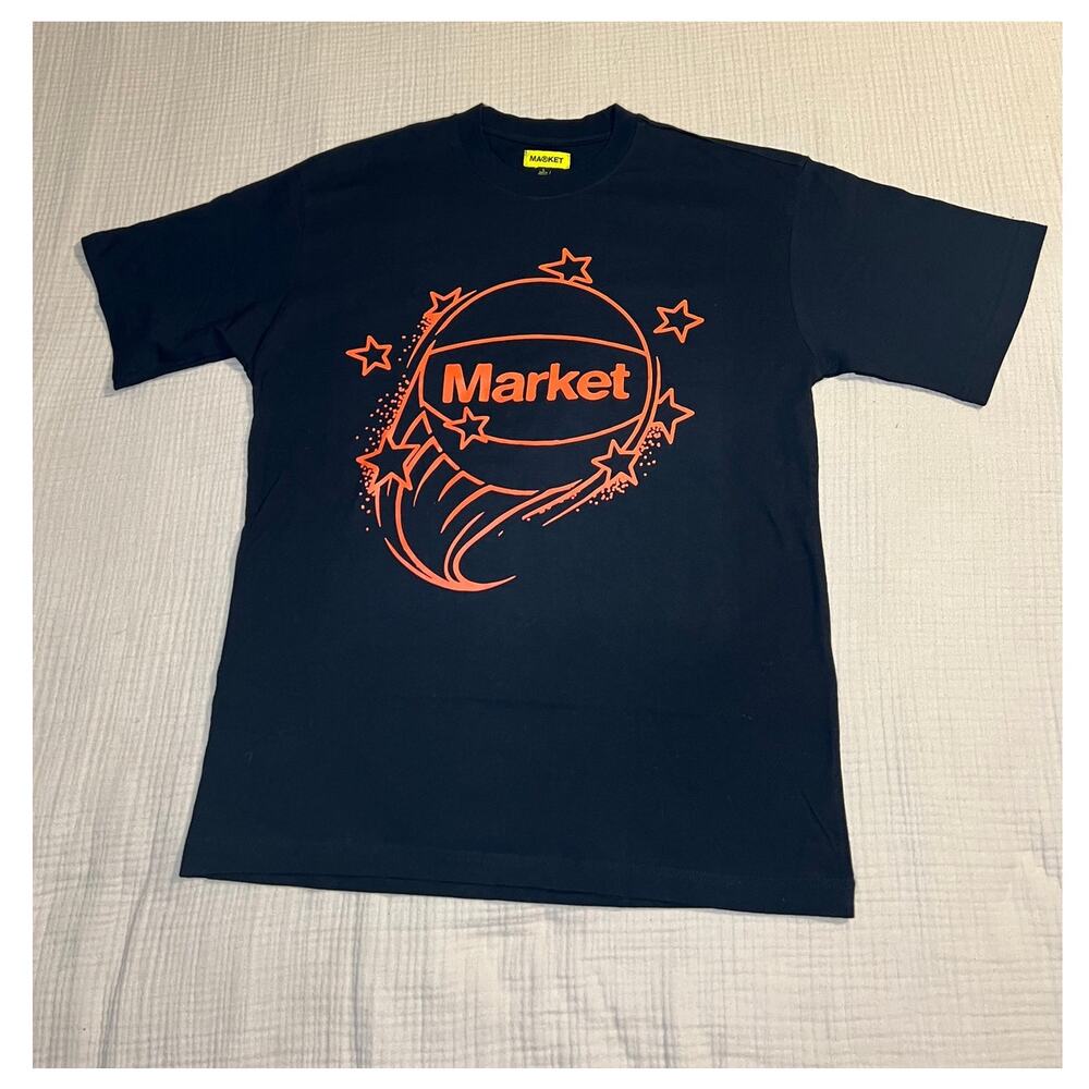 Market Studios Black Basketball T-Shirt Large Hypebeast NWOT  (B130176)